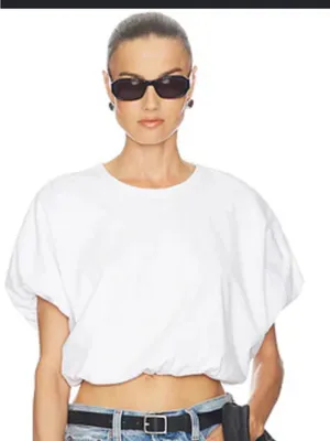 NWT grey lab white short sleeved bubble hem XS thumbnail 1