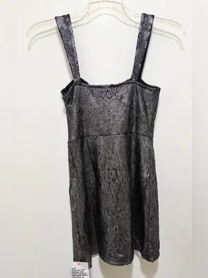 Topshop Metallic Silver Lace Mini Dress Sz. 4 NWT thumbnail 4