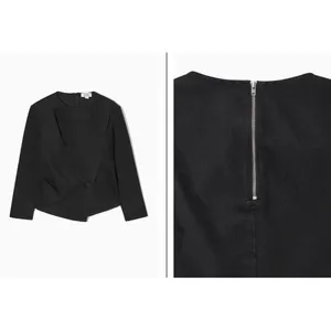 COS Asymmetrical‎ Structured Denim Black Long Sleeve Top Artsy thumbnail 7