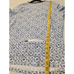 ​Hang Ten Large Blue White Mosaic Tile Long Sleeve Sun Shirt Back Zip Pocket L thumbnail 9