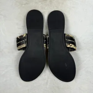 Tory Burch Miller Thong Sandals Snakeskin Print Leather Black Logo 9.5M 8099 C20 thumbnail 7