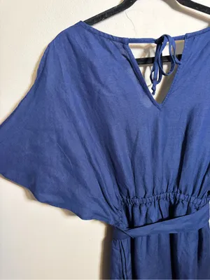 Tommy Bahama St. Lucia Linen Blend Split Shoulder Dress Cover Up Navy thumbnail 4
