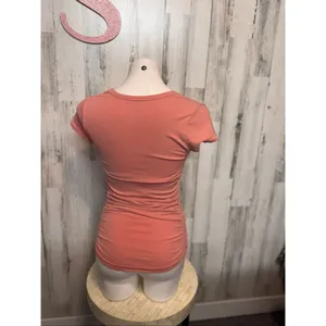 Athleta Ruched Side Fitted Tee Shirt Women’s Small Coral Stretch Top thumbnail 5