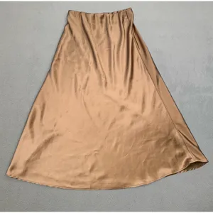 Pretty Garden Bronze Skirt Womens S Satin A-Line Midi Casual Party Gold Cute thumbnail 1