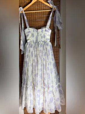Rosberi Elle Lavender Rose Floral Bustier Tie Strap Maxi Dress XS thumbnail 7