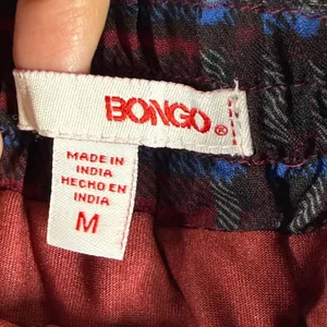 Bongo Burgundy Plaid Tiered Mini Skirt Elastic Waist Lined Size M 885779448365 thumbnail 2
