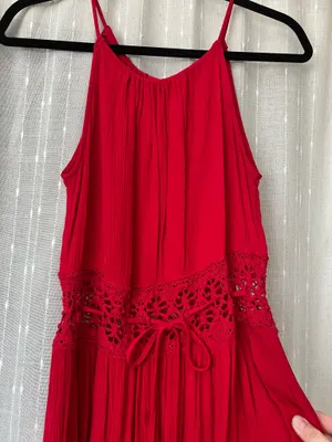 Crochet Cutout Maxi Red Size XS thumbnail 3