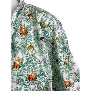 Roller Rabbit Women's Green Palm Tree Button Down Sleepwear Shirt Pajama Top XL thumbnail 2