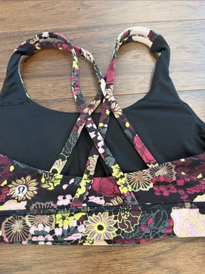 Lululemon Athletica Floral Black & Pink Sports Bra Size 6 - C53-024 thumbnail 4