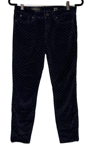 J Crew Toothpick‎ Ankle Pants Navy Velvet Polka Dot Size 27 Holiday Preppy thumbnail 1