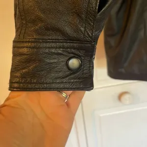 Vintage Leather black hooded faux fur lined trench jacket M thumbnail 10