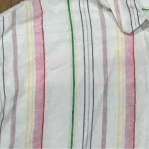 Madewell Rainbow Stripe Linen Blend Daily Shirt Women’s Medium thumbnail 5