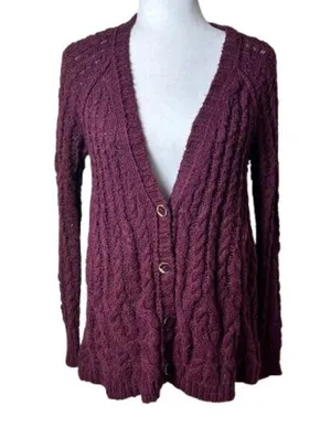 FREE PEOPLE Cable Knit Oversized Cardigan Sweater Size XS thumbnail 1