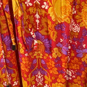 Floral Prairie Maxi Dress Small Boho Festival Cottagecore Orange Pink Romance thumbnail 8