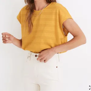 Madewell Pointelle Knit Short-Sleeve Crop Top Size Large Tungsten Glow thumbnail 1