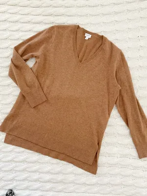 J. Crew Camel V-Neck Tunic Sweater thumbnail 2