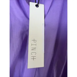 Pinch Mini Dress Womens Med Purple Pleated Puff Sleeve Boho Preppy smocked NWT thumbnail 10