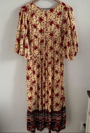 Faithfull The Brand X Anthropologie Melia Midi Dress Cottagecore Boho US 10 thumbnail 5