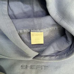 SHEFIT Luxe Cropped Hoodie Periwinkle Blue Drawstring Thumbhole Size M Top thumbnail 4
