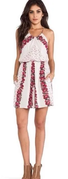 FREE PEOPLE Simona Halter Rose Floral‎ Mini Dress thumbnail 1