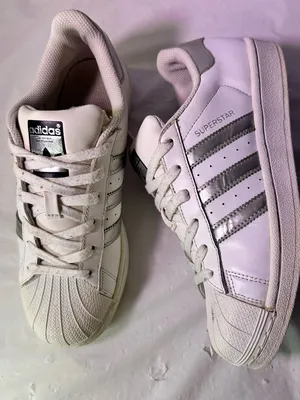 adidas White Sneakers with Silver Three-Stripes - Women's thumbnail 5