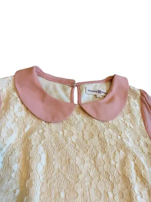 Altar'd State Cream Lace Shift Mini Dress Mauve Trim Collar Size Small Women's thumbnail 2