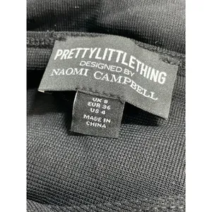 PrettyLittleThing x Naomi Campbell Black Bandeau Ruched Strapless Blouse Top 4 thumbnail 6