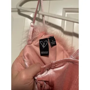 Windsor Pink Velvet Feather Trim Bodysuit Size S thumbnail 7