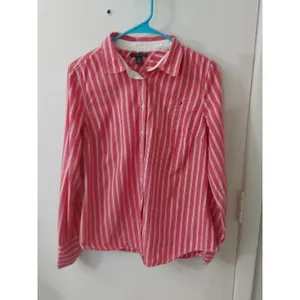 Tommy Hilfiger Red/White Striped Button Down Shirt M Classic Preppy Cherrygirl thumbnail 3