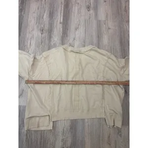 We The Free Free People Oversized V-Neck Sweatshirt Cream Exposed Seam XS‎ thumbnail 8