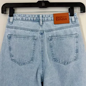 Princess Polly Booran Light Wash Denim Wide Leg Center Seam Jeans thumbnail 6