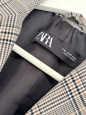 ZARA Womens Plaid Blazer Brown Glen Check Tailored Preppy Academia Old Money Chic Size S thumbnail 4