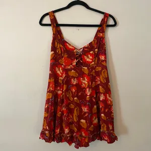 Free People Intimately Red Floral Fairycore Coquette Sleeveless Mini Dress XS thumbnail 2