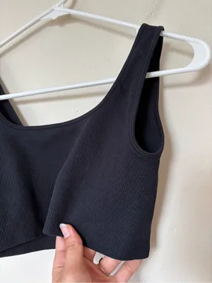 SET ACTIVE SculptFlex Box Cut Ribbed Sports Bra in Onyx Black Sz Medium thumbnail 6