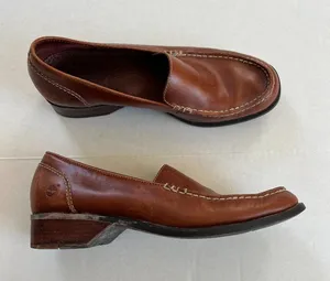 Timberland Womens Sz 9 SMART Brown Leather Shoes Slip On Loafer thumbnail 1