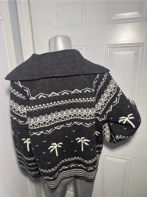Marine Layer NWOT Whitney Quarter Zip Sweater L Palm Tree Fair Isle Après Ski thumbnail 7