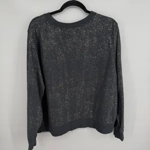Nike Sweatshirt Womens 2X Black Stardust‎ Gold Metallic Fleece Crewneck Sporty thumbnail 3