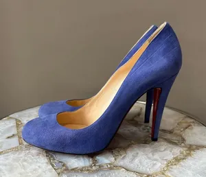 Christian louboutin blue suede heels thumbnail 1