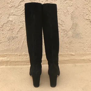 Valentino women’s black suede knee high block heel boots size IT 37 US 7 thumbnail 3