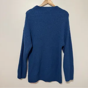 ZARA Wool Blend Sweater Size Medium Blue Tunic Length Knit thumbnail 5
