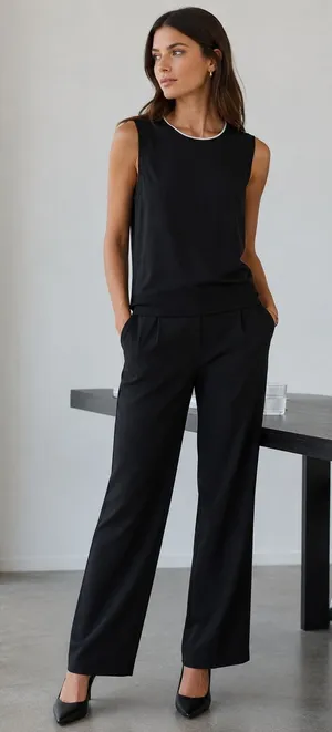 Theory Lewie Silk Combo Black Sleeveless Women's Size Petite P (XS) Minimalist thumbnail 1