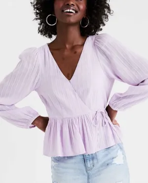 American Eagle Size Medium Lilac Purple Wrap Top thumbnail 1