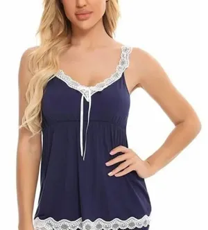 NWT Womens Aranee Navy Blue Lounge Sleep Cami Tank Top - Sz S thumbnail 1