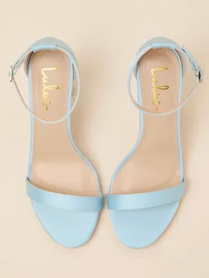 NEW Lulus Taylor Baby Blue Satin Ankle Strap Heels Size 8.5 thumbnail 2
