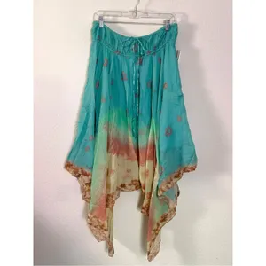 Free People Bohemian 70s FP One Kaia Asymmetrical Midi Skirt Ocean Surf Large thumbnail 5