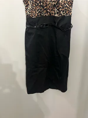 XOXO Leopard Print Bodice Black Skirt Open Back Dress thumbnail 2