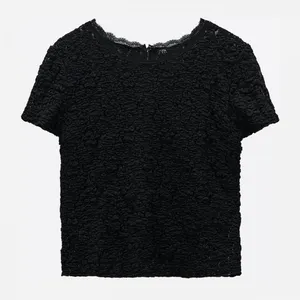 Zara New With Tag Lace Mesh Black Top Perfect For Layering Size XLarge thumbnail 2