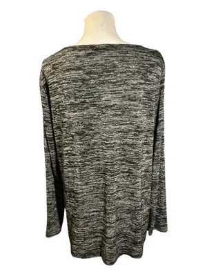 Jones New York Sport Long Sleeve Space Dye Knit Top Leather Pocket Large thumbnail 2