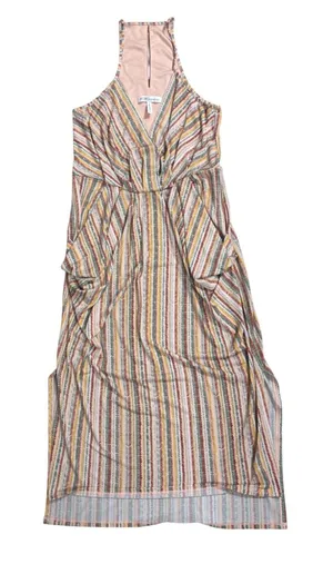BCBGeneration Womens Multi Color Striped Halter Maxi Dress Pink Yellow Green M‎ thumbnail 1