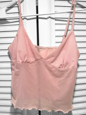 Source Unknown Pink Sheer Y2K Spaghetti Strap Crop Top Adjustable Spring Festival Small thumbnail 2